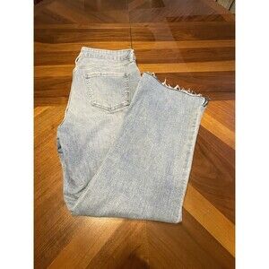 Kut From The Kloth Kelsey Fab Ab Ankle Flare Hi Rise Raw Hem Jeans Size 16 Gold